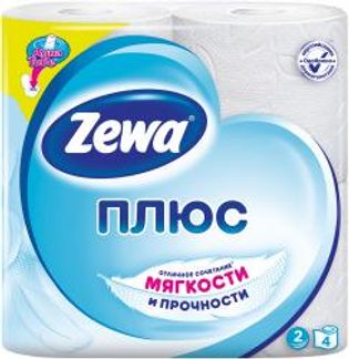 ЗЕВА ПЛЮС бумага туалетная Белая 4 шт. SCA HYGIENE PRODUCTS.